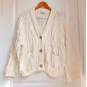 Closed Fringed Knit Cotton Button Up Cardigan XS Boho Casual
